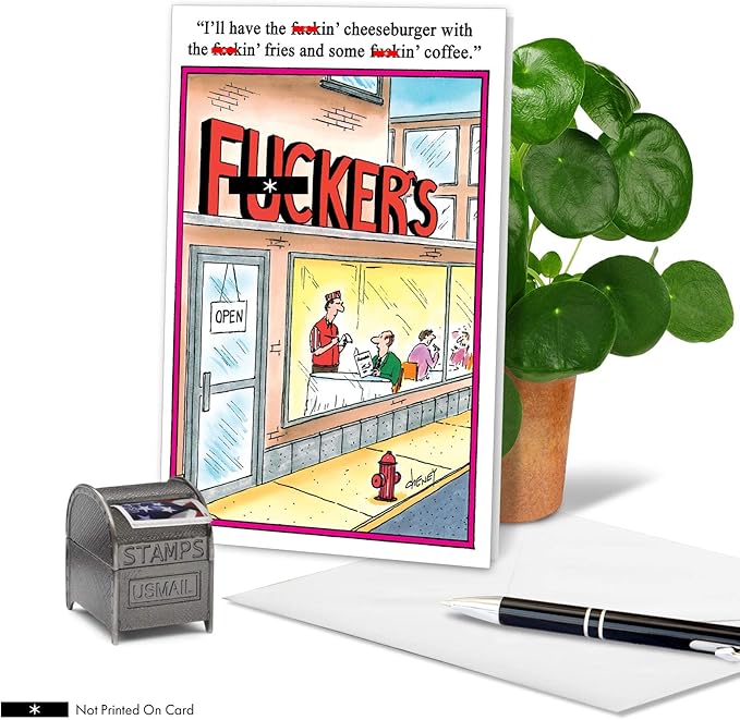 NobleWorks Funny Birthday Greeting Card with 5 x 7 Inch Envelope (1 Card) Bday F'ers Cafe 8245