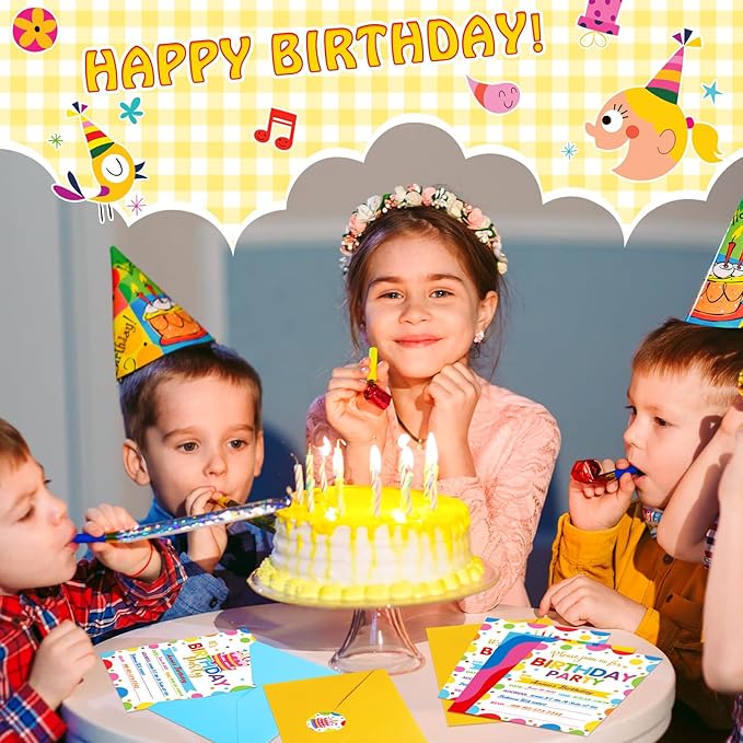 Colarr 24 Pack Birthday Invitations with Envelopes and Stickers Birthday Party Invitations Cards for Baby Shower Party Favors Supplies