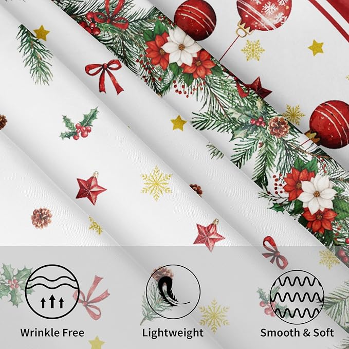 Christmas Round Tablecloth 70 Inch Xmas Bells and Snowflake Pattern Table Cloth Circle Winter Holiday Table Cover Washable Polyester Indoor Decor for Home Kitchen Dinning Party