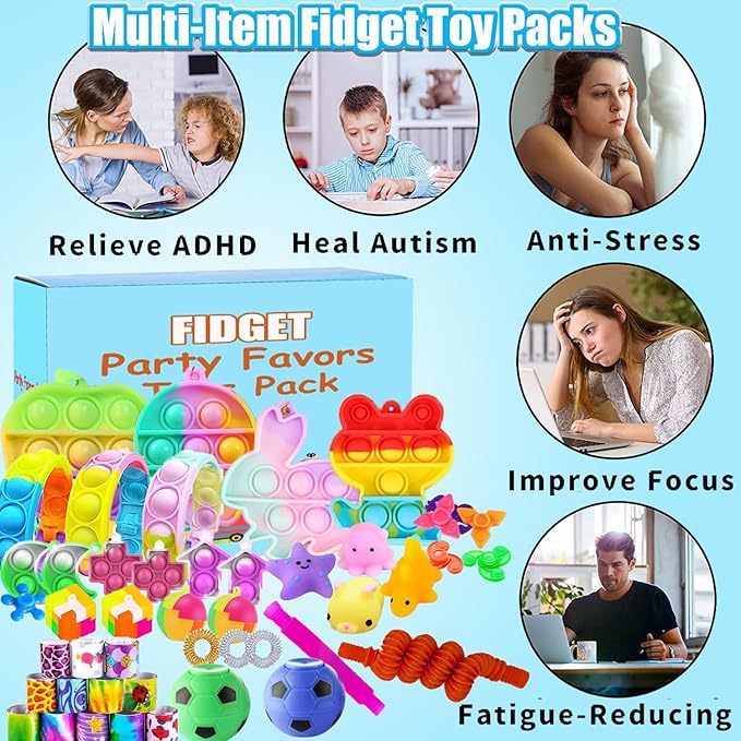 118 Pcs Fidget Toys for Kids, Stress Sensory Toys Pack Party Favors Kids Anxiety Autism ADHD, Treasure Box Classroom Prizes, Pinata Fillers Goodie Bags Stuffers Gift Bag
