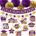 Graduation Decorations 2026 Purple, 2026 Grad Banner and Congrats Grad Hanging Swirls, Purple and Gold Graduation Banner Graduations Hanging Swirls College Graduations Party Decorations Class of 2026
