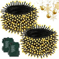 2 Pack Battery Operated Christmas Lights with Timer, 66FT 200 LED Waterproof Battery Twinkle Light, 8 Modes Green Wire Fairy Lights for Indoor & Outdoor Bedroom Tree Christmas Decorations (Warm White)