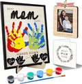 10" Hands Down Best Mom Ever DIY Handprint Kit with Acrylic Paints, Art Craft Family Keepsake Wood Frame Mom Keychain Birthday Gift Mother's Day for Mum, Family Memories Sign with Kids Names HF90-M