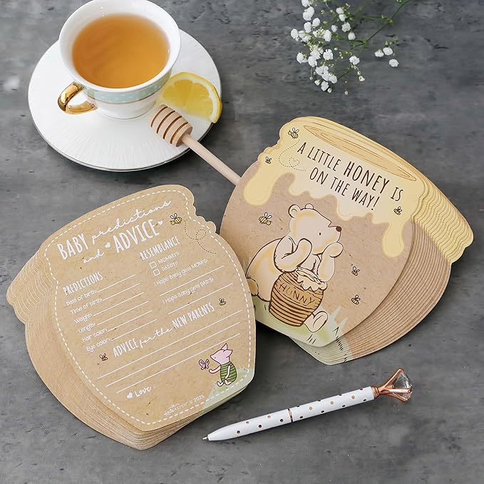 Kate Aspen Classic Winnie Baby Shower Advice and Wishes Cards - Baby Prediction Cards for Shower Guests - Baby Shower Game and Table Decorations - Set of 50 for Parents to Be Keepsake