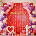 10x10ft Red Tulle Backdrop Curtain with Lights String for Parties, Sheer Photo Backdrop Curtains for Valentines Wedding Baby Shower Birthday Party Photo Shoot Decorations