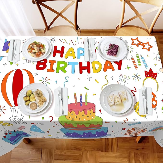 Childom 1 Pack Birthday Coloring Tablecloth Disposable Birthday Tablecloths 30x72 Inch Coloring Table Cloth Paper Tablecloth Rectangle Table Cover