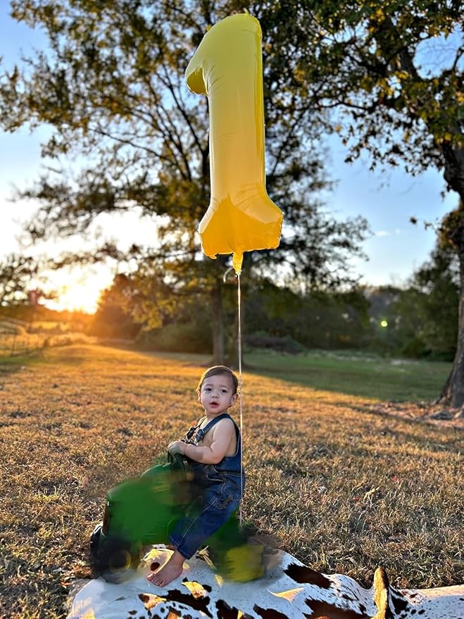 1 Balloon Number, 40 Inch Yellow Balloons for Birthday Party Decoration, Foil Number Ballon for 1, 10, 11, 15, 16, 18, 100 Celebration, Boy and Girl Birthday, Baby Shower, Anniversary Decor