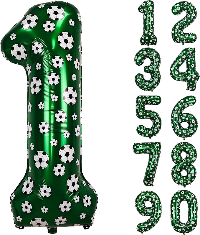 40 Inch Soccer Number 1 Balloons Large Foil Balloon Number 1 Birthday Deco World Cup Sports Soccer Theme Decoration For Soccer Party And Boy'S 1 th Birthday