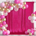 Hot Pink Sequin Backdrop Curtain,Glitter Photo Backdrop Curtain for Bithday Party Decoration