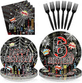 96Pcs Spider 6th Birthday Party Decorations Black Spider 6th Birthday Plates and Napkins Cartoon Super Theme Hero Paper Tableware Set for Boys Kids 6 Year Old Birthday Party Supplies Serves 24