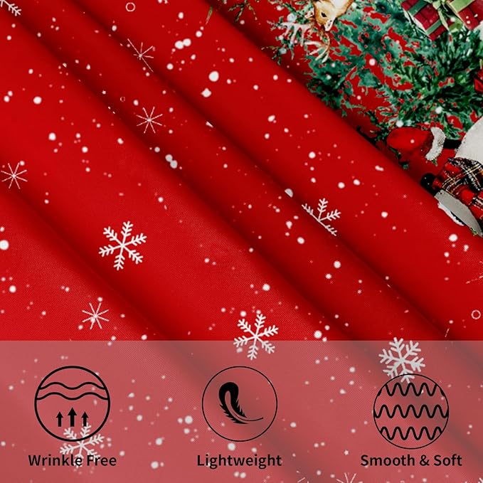 Christmas Tablecloth Round 60 Inch Red Winter Snowman Snowflake Table Cloth Farmhouse Xmas Tree Snow Table Cover for Kitchen Dinner Room Holiday Party Indoor Outdoor Home Christmas Decor