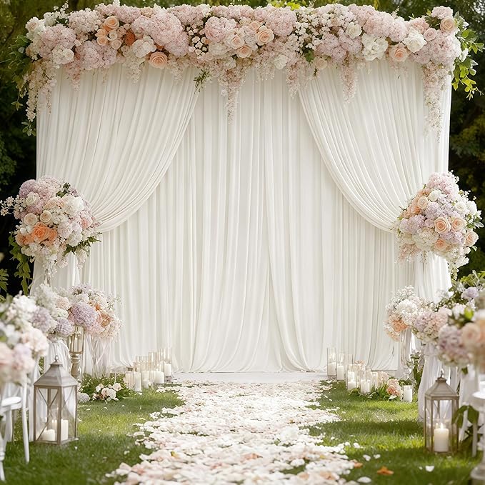 Beige Backdrop Curtains-Wrinkle-Free Polyester Photography Drapes Party Curtain Background for Baby Shower Wedding Decorations- 8 X10FT (Beige)