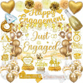 Gold Engagement Party Decorations Just Engaged Decorations Happy Engagement Banner Backdrop Banner Hanging Swirls for Married Decorations Congratulations Wedding Bachelorette Party Decorations