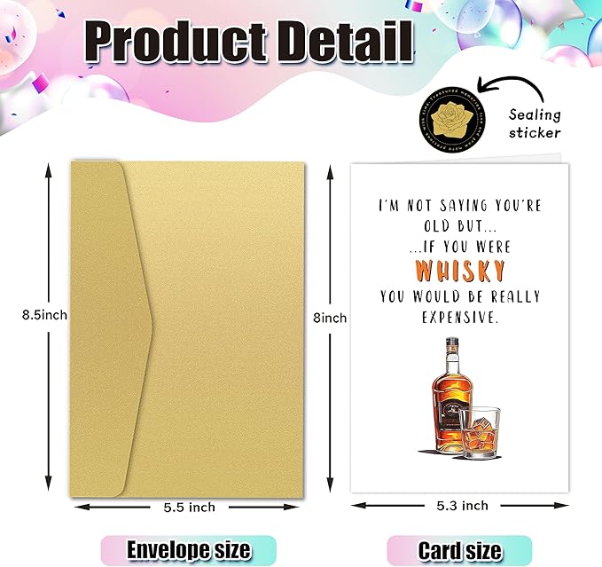 Funny Whiskey Birthday Card for Men Women or Friend, Humor Bday Card for Boyfriend Girlfriend,I'm Not Saying You're Old Cute Birthday Cards for Family 30th 40th 50th 60th 70th