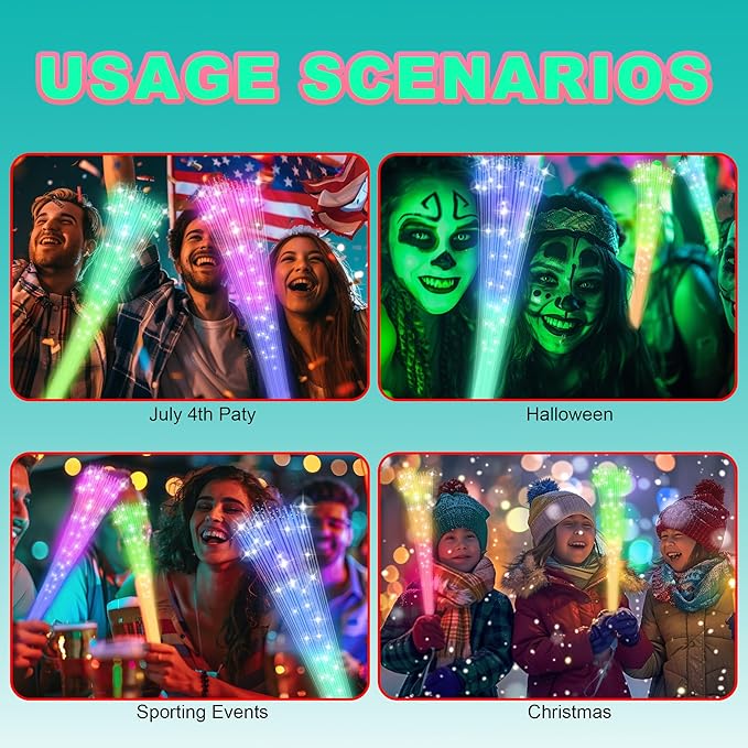 24 PCS Fiber Optic Wand,Glow Fiber Optic Wands,Glow in The Dark Party,Glow Wands led Light up Party Favors for Wedding,neon Party,New Year Party Favors,Halloween,Christmas,Bar DJ