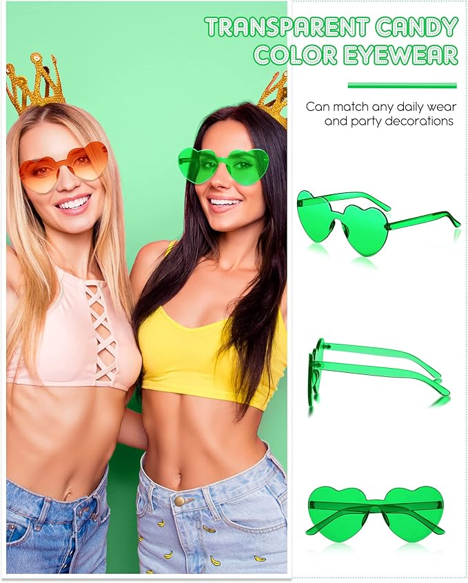 Frienda 20 Pairs Heart Shaped Sunglasses Rimless Candy Color Glasses for Women Men Party Favor