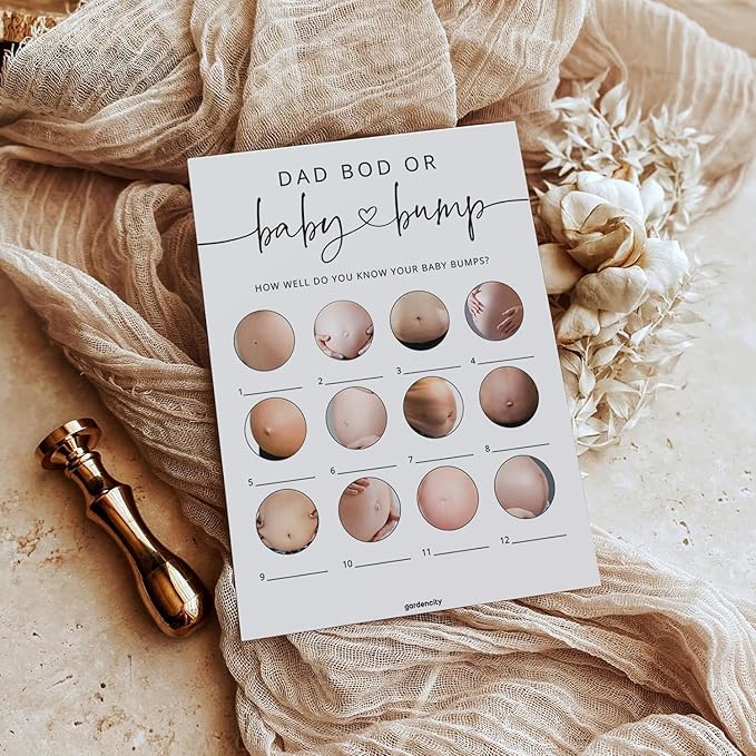Baby Shower Games, Baby Bump or Dad Bod Hilarious Baby Shower Game for Boy or Girl, Gender Neutral, 50 Cards