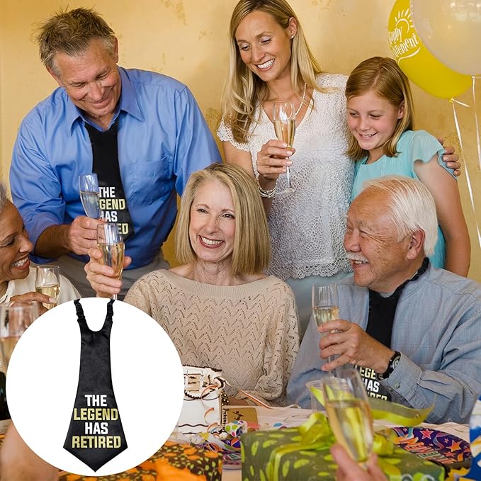 Oversized Legend Has Retired Party Theme Tie Retirement Party Favors Supplies Novelty Funny Black Printed Necktie Gifts for Father Men Colleague