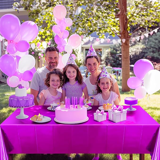 2pcs Fuchsia Red Foil Tablecloth 54 * 72 Inch Plastic Baby Shower Birthday Party Table Cloths Disposable Waterproof Table Cover for Anniversary Bridal Shower Wedding Party Supplies