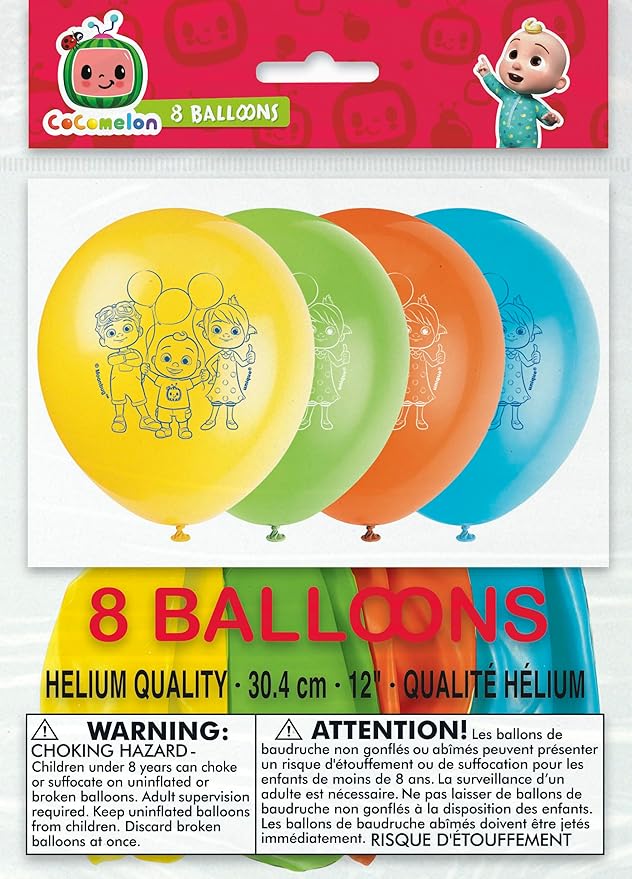 Cocomelon Balloons - Cocomelon Birthday Decorations - Bundle with 8 Latex and 1 Foil Balloons, Checklist - Party Supplies for 1st or 2nd Birthday
