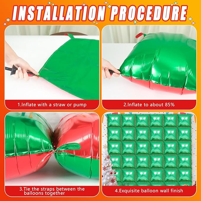36 Piece XL Greener Square Foil Balloon Wall Screen Double Sided Square Balloon Screen Tunnel Arch Kit Mylar Square Balloons For Baby Shower Graduation Prom Birthday Party Decorations