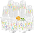 100 Pcs Easter Plastic Cups, 12 Oz Rabbit Bunny Eggs Disposable Clear Party Cups for Spring Easter Party Decoration Supplies Cold Drinking Beverage Ice Cream Snacks