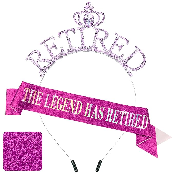 Retirement Gift for Woman Purple Retirement Sash And Crown Headband Retirement Party Decorations The Legend Has Retired Sash Elegant Cute Rhinestone Headband