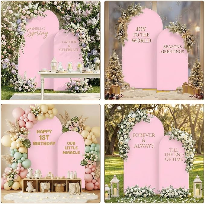 Metal Arch Backdrop Stand and Cover Set, 8FT, 7.2FT Party Backdrop, Easy to Assemble, Backdrop Stand for Parties, Birthday, Baby Shower
