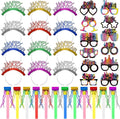 Openfly 36Pcs New Years Eve Party Supplies 2026 Happy New Year Hats Headband Tiara Noise Makers Paper Glasses Party Favors