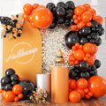 Black and Orange Balloon Arch Kit, 100pcs Orange and Black Balloon Arch Kit with Different Sizes 18/12/10/5 inch Latex Balloons for Halloween Anniversary Construction Theme Birthday Party Decorations