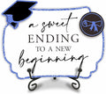 Blue Graduation Wooden Buffet Sign - A Sweet Ending To A New Beginning - 5"X7" Candy Sign With 1 Metal Support，2 DIY Wood Decor With Velcro, Grad Party Decor & Supplies - B07