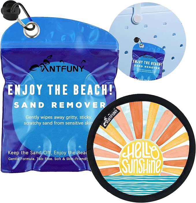 Antfuny Sand Remover for Beach for Family Wipe Off Mitt Duster Brush Vacation Trip Hawaii Honeymoon Essential Gift Costa Rica Must Haves Resort Rio de Janeiro Punta Cana Beach Towel Sunshine