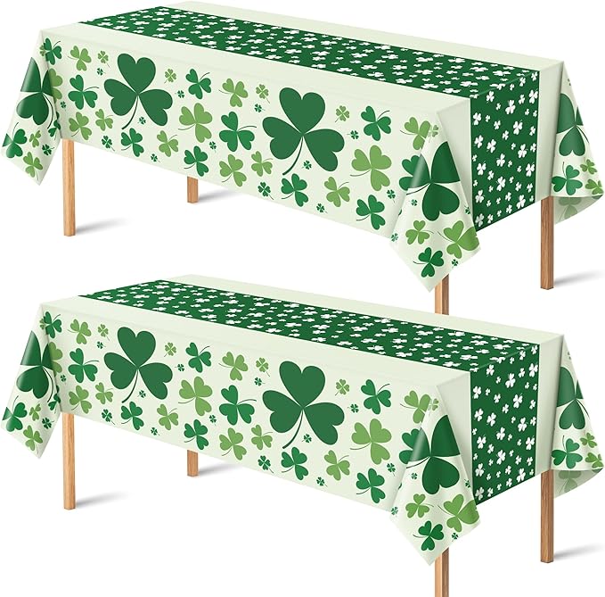 OHOME 2 Pack St Patricks Day Decorations - St Patrick's Day Tablecloth | St Patricks Day Accessories - St Patty's Day Accessories | Shamrock Decorations - St. Patrick's Day Decor Party Favors