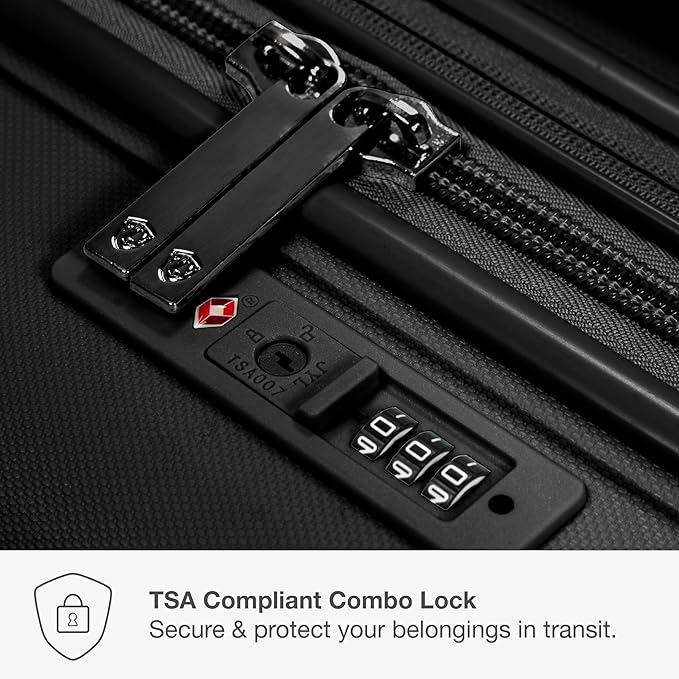 Traveler's Choice Pagosa Hardshell Expandable Luggage with Spinner Wheels, Black, 3-Piece Set (22/26/30)