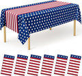 QZYL 6 Pack 4th of July Decorations, 54" x 108" USA Plastic Table Cover, Water Proof Fourth of July Tablecloth Patriotic Tablecloths, Red White Blue USA Decor Memorial Day Party Supplies