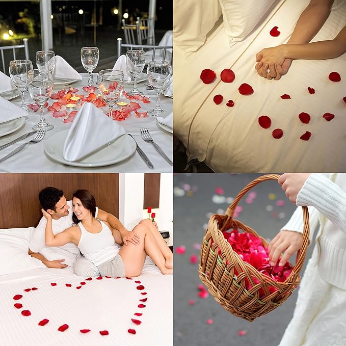 Separated 1000 PCS Artificial Ivory Rose Petals for Romantic Night for him for her Set,Faux Ivory Flower Girl Petals for Weddings,Party,Romantic Decoration
