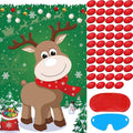 Pin The Nose on The Reindeer with 54PCS Red Nose for Kids Family Pin The Nose on The Reindeer Games, Large Christmas Reindeer Poster Games for Kids Christmas Party Games