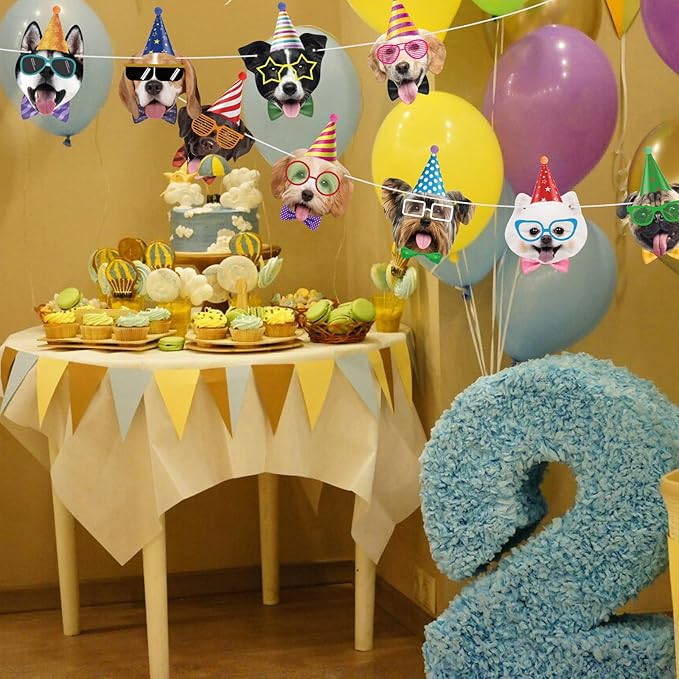 Hooqict Dog Birthday Banner Puppy Themed Party Decorations for Backdrop Dog Party Banner Happy Birthday Garland Sign for Boys Girls Kids 1st 2nd 3rd
