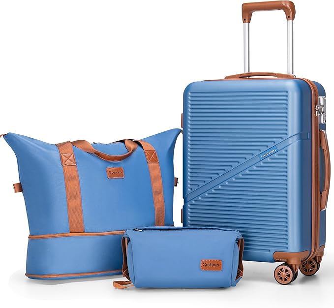 Cosbarn Carry On Luggage Set 22x14x9 Airline Approved, 3 Piece 20 Inch Lightweight ABS Hardside Suitcases with Wheels and TSA Lock, Durable Waterproof Travel Suitcase for Men Women