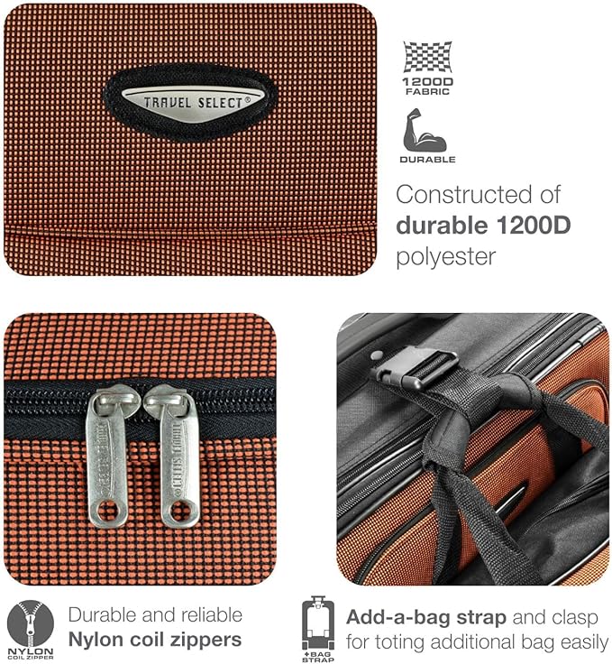 Travel Select Amsterdam Softside Expandable Luggage with Rolling Wheels, Navy, 2-Piece Set (15/21)
