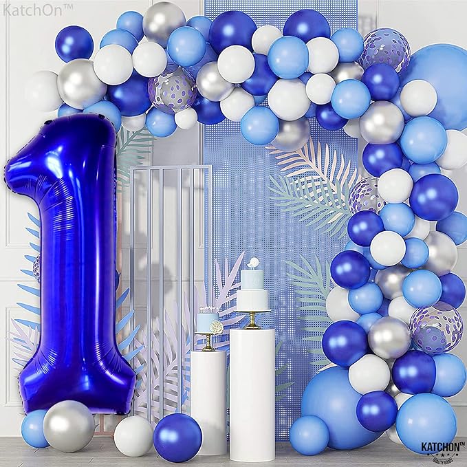 KatchOn, Blue 1 Number Balloon for First Birthday - Big,40 Inch | Blue Number 1 Balloon for First Birthday | Navy Blue Number One Balloon | 1st birthday decorations Boy