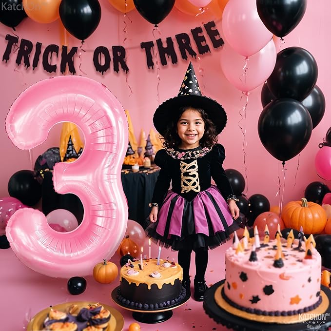 KatchOn, Large Pink Number 3 Balloon - 40 Inch | Mylar Foil Balloon For 3rd Happy Birthday Decorations | Pink Number 3 Balloon For 3rd Anniversary Decorations | Birthday Party Decoration