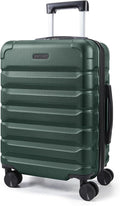 LIGHT FLIGHT Carry On Luggage 22x14x9 Airline Approved, Expandable Carry On Suitcases with Wheels, Lightweight Luggage, Durable Hard Shell 20 Inch Rolling Suit Case for Men Women Travel, Deep Green
