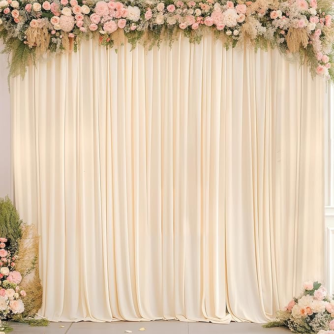 Deep Champagne Backdrop Curtain 4 Panels-Wrinkle-Free Curtains Polyester Photography Drapes for Baby Shower Birthday Party Photo Background Backdrop Stand- 16 X10FT (Champagne)