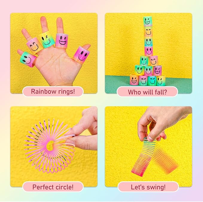 AZEN 24 Pcs Mini Spring Party Favors for Kids 3-5 4-8, Goodie Bags Stuffers for Birthday Party, Classroom Prizes Kids Prizes, Small Bulk Toys Gifts (4 Smile)
