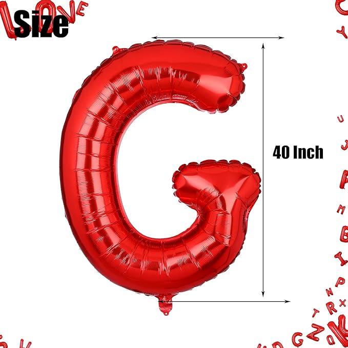 40 Inch Big Red Letter Balloons Foil Mylar Wedding Bachelorette Wedding Birthday Bridal Shower Anniversary Celebration Graduation Party Decoration Alphabet G (A-Z)