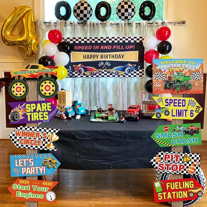 Hooqict 20 Pieces Truck Party Decorations Signs Welcome To Truck Birthday Party Supplies Classroom Wall Door Porch Yard Sign Car Backdrop