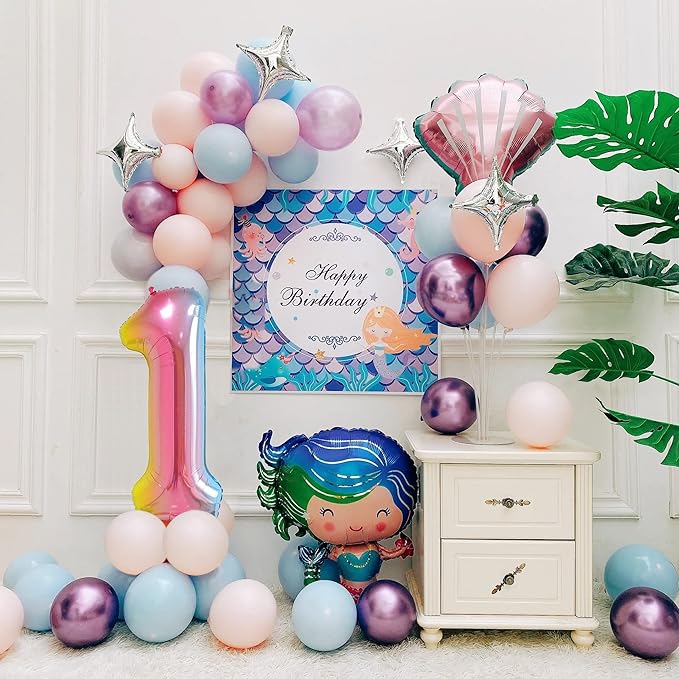 Smlpuame 40 Inch Number Balloons 0-9 Rainbow Gradient Large Number 1 Balloons, Digital Balloons for Birthday Party Celebration Decorations, Helium Foil Number Balloons for Wedding Anniversary