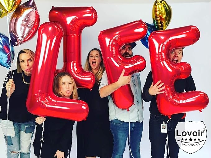 Lovoir 40 Inch Large Red Letter B Balloons Big Size Jumbo Mylar Foil Helium Balloon for Birthday Party Celebration Decorations Alphabet Red B