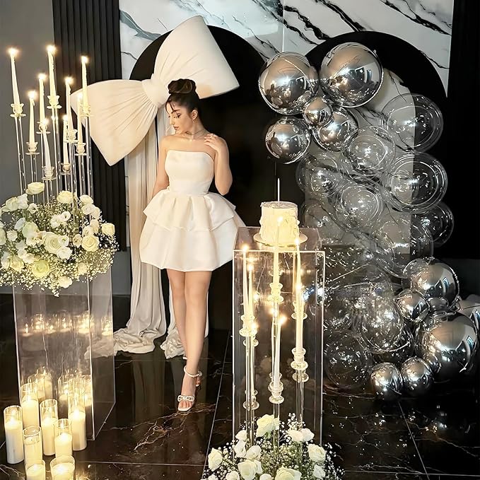 14 Pcs Silver Round Foil Balloons 22/15/10 4D Ball Balloons Metallic Silver Balloon Ornament Mylar Balloon Chrome for Graduation Birthday Wedding Anniversary New Year Disco Party Decorations